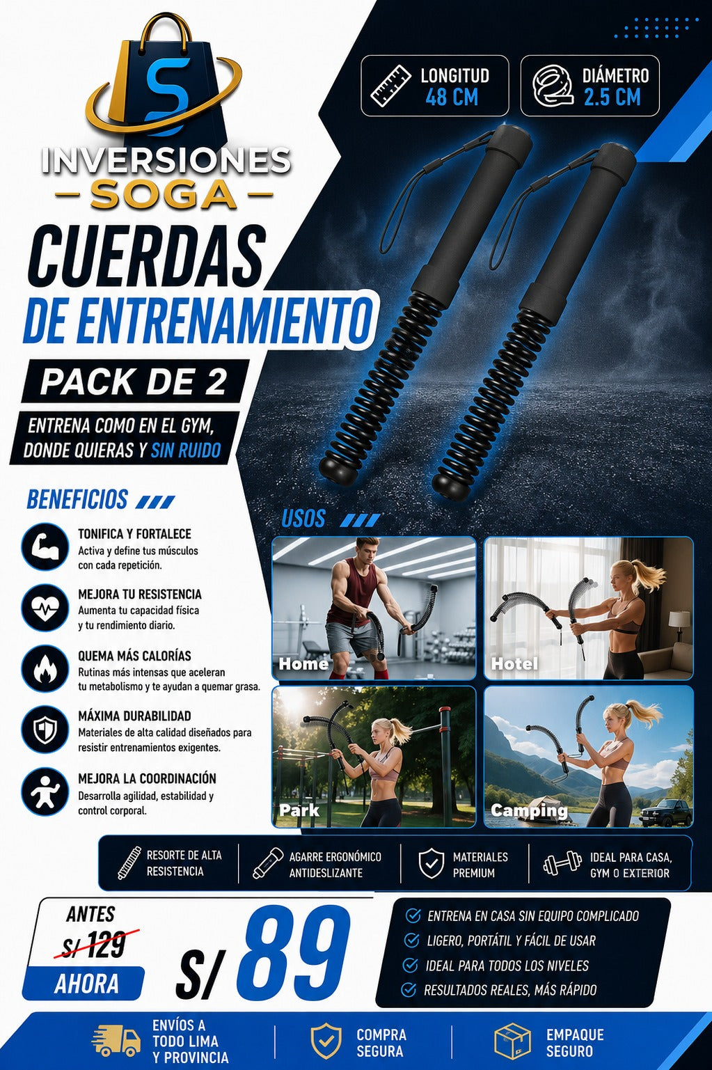 Cuerdas de Entrenamiento Pack de 2 - Battle Ropes